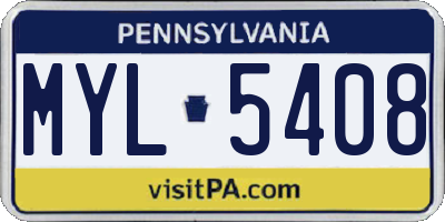 PA license plate MYL5408