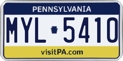 PA license plate MYL5410