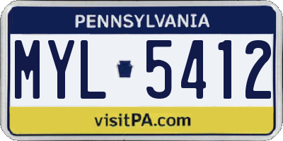 PA license plate MYL5412
