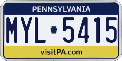PA license plate MYL5415