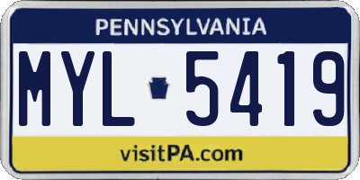 PA license plate MYL5419