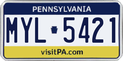 PA license plate MYL5421