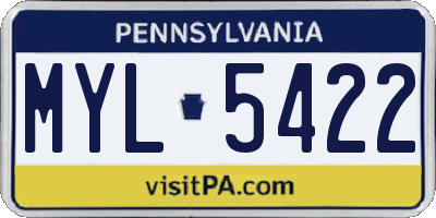 PA license plate MYL5422