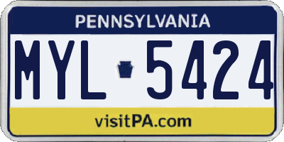 PA license plate MYL5424