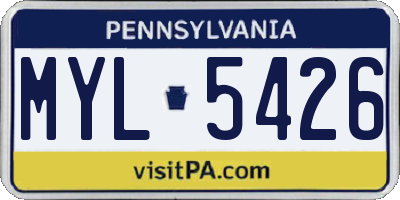 PA license plate MYL5426