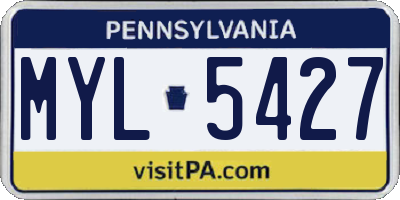 PA license plate MYL5427