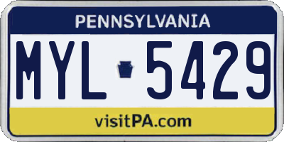 PA license plate MYL5429