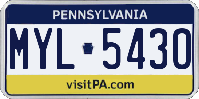 PA license plate MYL5430