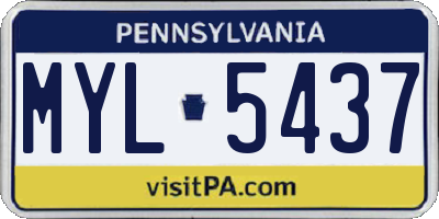 PA license plate MYL5437