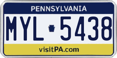 PA license plate MYL5438