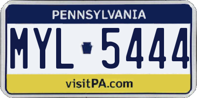 PA license plate MYL5444