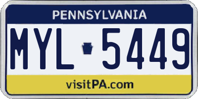 PA license plate MYL5449
