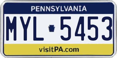 PA license plate MYL5453