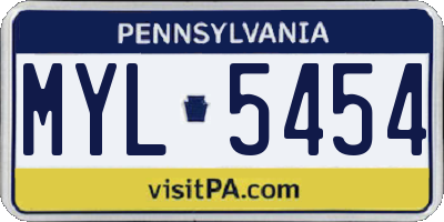 PA license plate MYL5454
