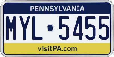 PA license plate MYL5455