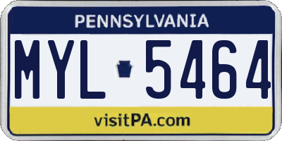 PA license plate MYL5464