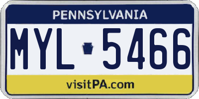 PA license plate MYL5466