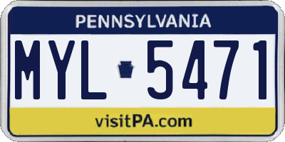 PA license plate MYL5471