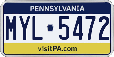 PA license plate MYL5472