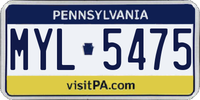 PA license plate MYL5475