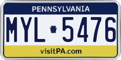 PA license plate MYL5476