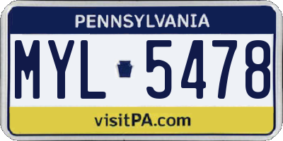 PA license plate MYL5478