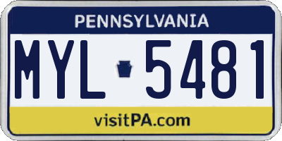 PA license plate MYL5481