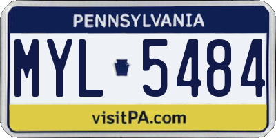 PA license plate MYL5484