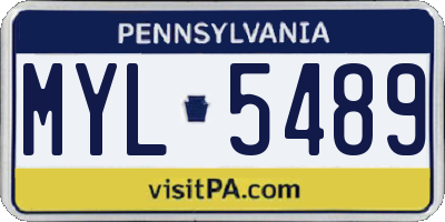 PA license plate MYL5489