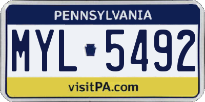 PA license plate MYL5492