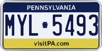 PA license plate MYL5493