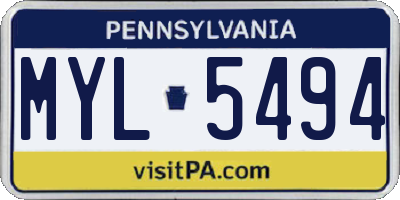 PA license plate MYL5494