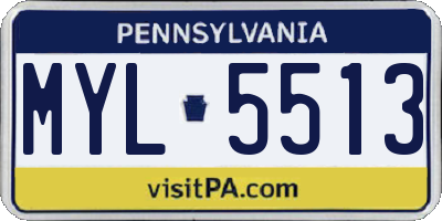 PA license plate MYL5513