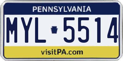 PA license plate MYL5514