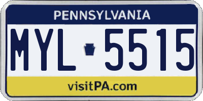 PA license plate MYL5515