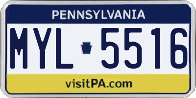 PA license plate MYL5516