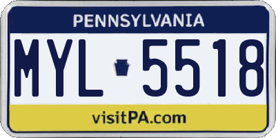 PA license plate MYL5518