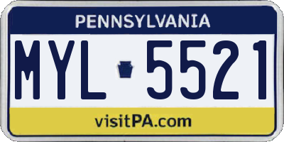 PA license plate MYL5521