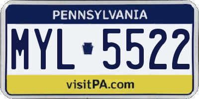 PA license plate MYL5522