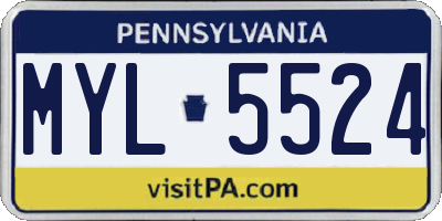 PA license plate MYL5524
