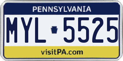 PA license plate MYL5525