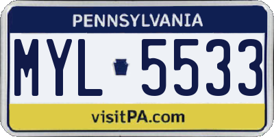 PA license plate MYL5533