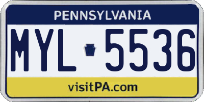 PA license plate MYL5536