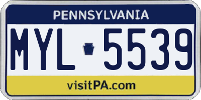 PA license plate MYL5539