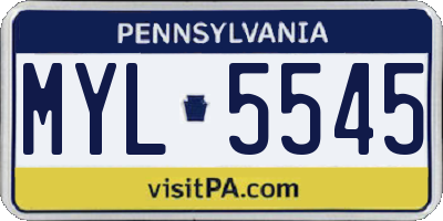 PA license plate MYL5545