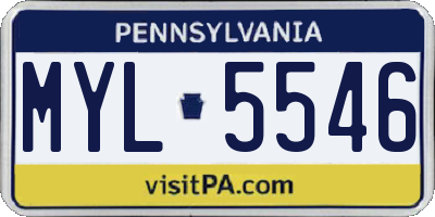 PA license plate MYL5546