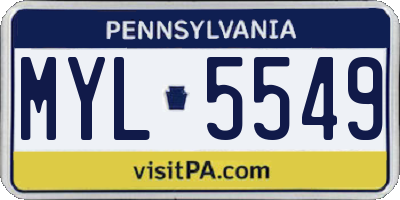 PA license plate MYL5549