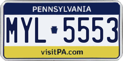 PA license plate MYL5553