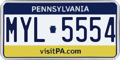 PA license plate MYL5554