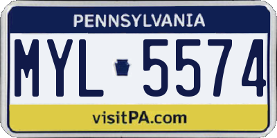PA license plate MYL5574